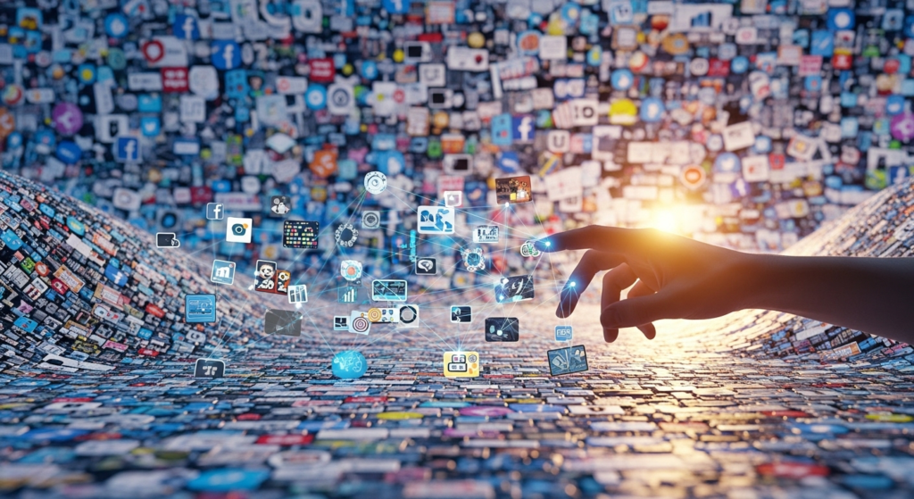 たくさんの情報の中から自分に合った情報を選択する様子