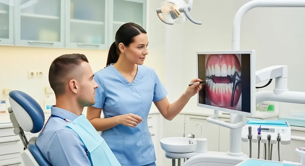 歯科衛生士が患者指導を行う様子