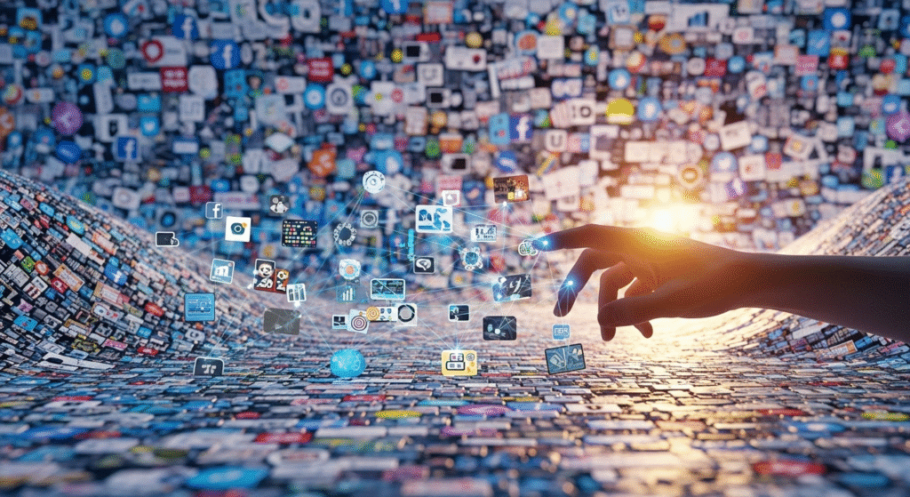 たくさんの情報の中から自分に合った情報を選択する様子